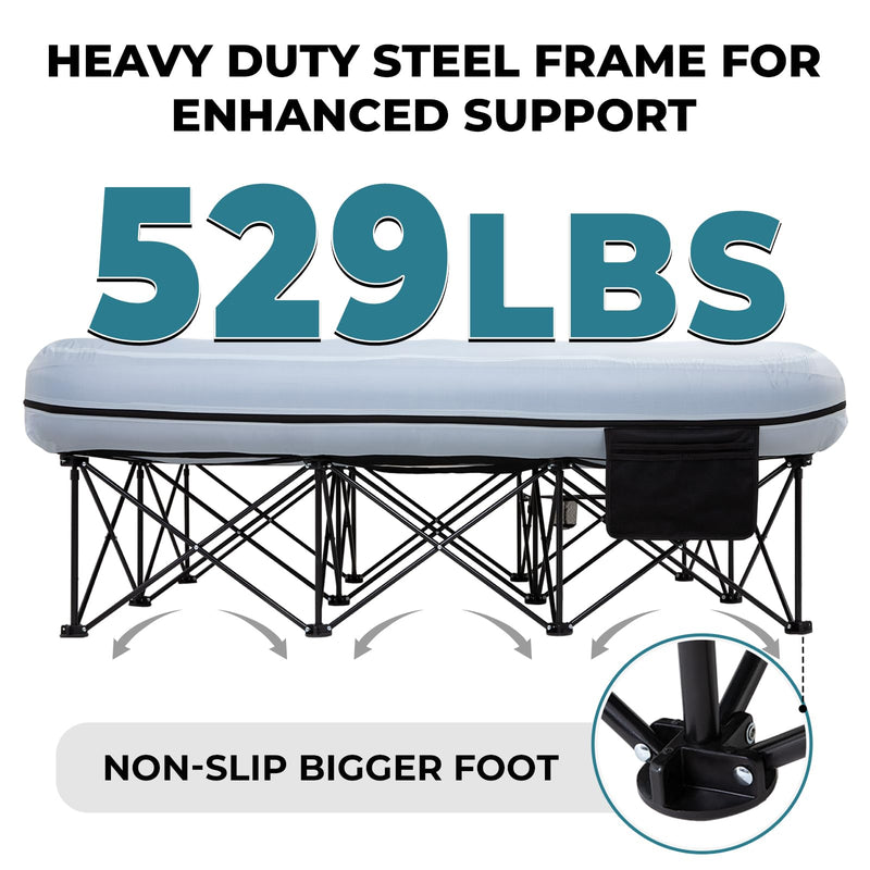 Load image into Gallery viewer, FUNDANGO Queen Camping Cot with Detachable Air Mattress Heavy Duty Steel Frame for Enhanced Support
