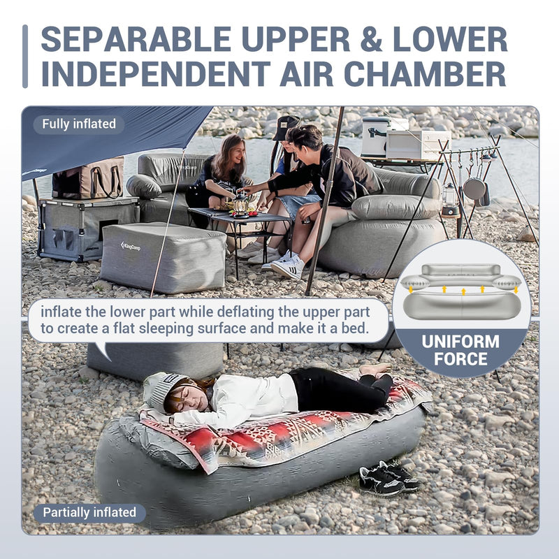 Load image into Gallery viewer, KingCamp Double Inflatable Sofa/ Grey With Foot Pump
