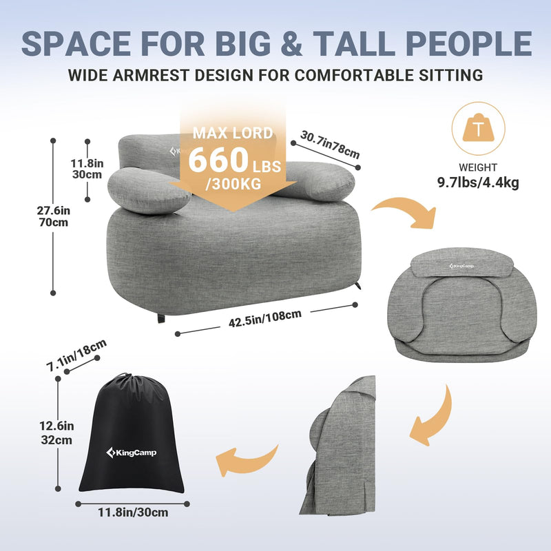 Load image into Gallery viewer, KingCamp SMASHING 70 Single Inflatable Sofa Set
