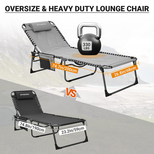KingCamp Oversized Lounge Chair with Adjustable 5-Position