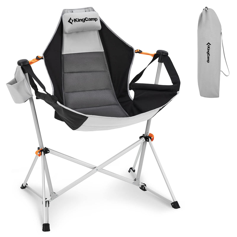 Load image into Gallery viewer, KingCamp Portable Swing Recliner Chair with Pillow Grey
