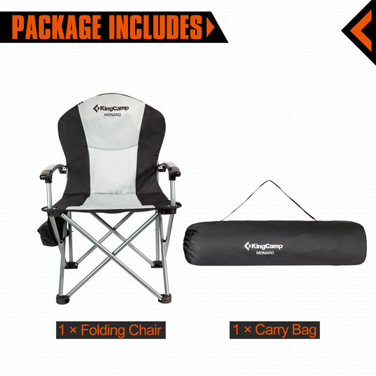 KingCamp Heavy Duty Steel Camping Chair with Zippered Backrest Pocket and Cooler Bag