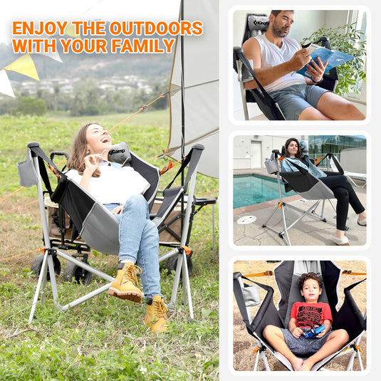 KingCamp Portable Swing Recliner Chair with Pillow for Outdoor Relaxation