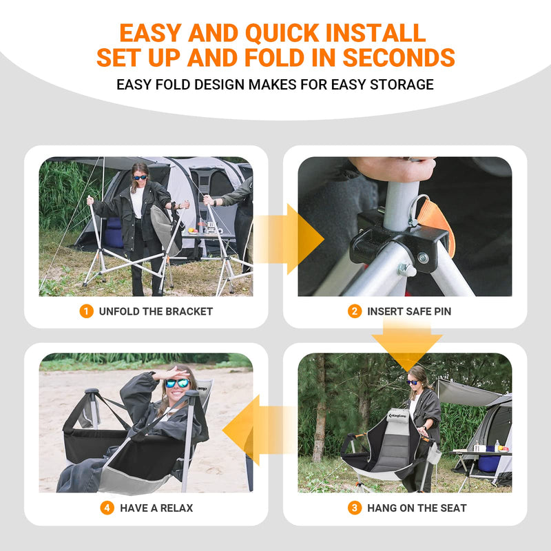 Load image into Gallery viewer, KingCamp Portable Swing Recliner Chair with Pillow Grey
