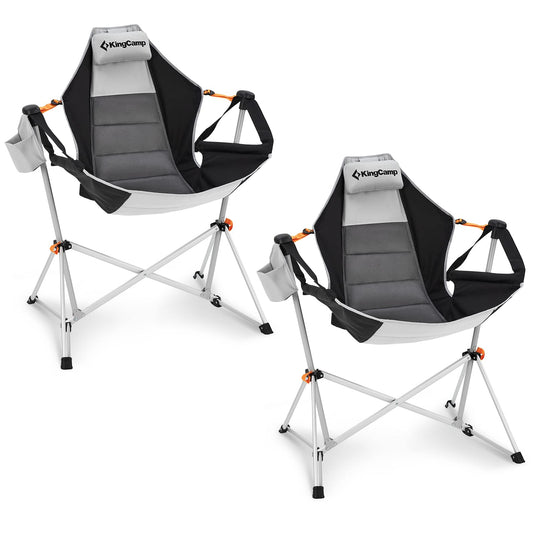 KingCamp Portable Swing Recliner Chair with Pillow Grey
