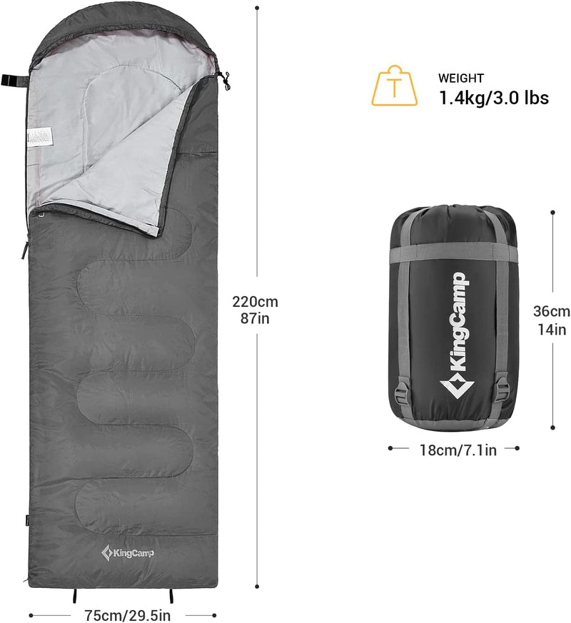 Load image into Gallery viewer, KingCamp Oasis 250+ Envelope Sleeping Bag With Hood
