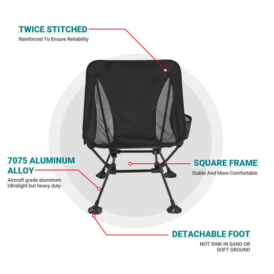 ATEPA Ultralight Square Tall Chair Comfort Folding Chair