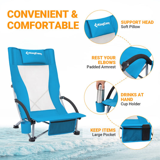 KingCamp Highback Beach Chair Set of 2
