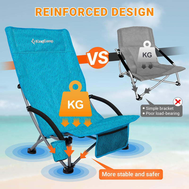 Load image into Gallery viewer, KingCamp High Mesh Back Low Sling Beach Chairs
