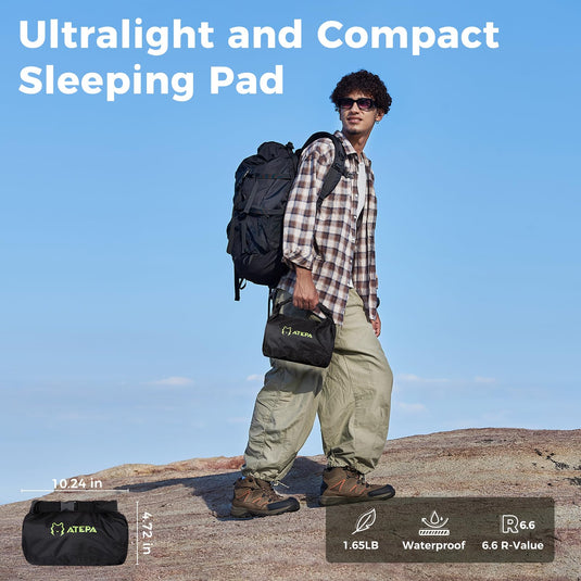 ATEPA Ultralight Insulated Inflatable Sleeping Pad R Value 6.6