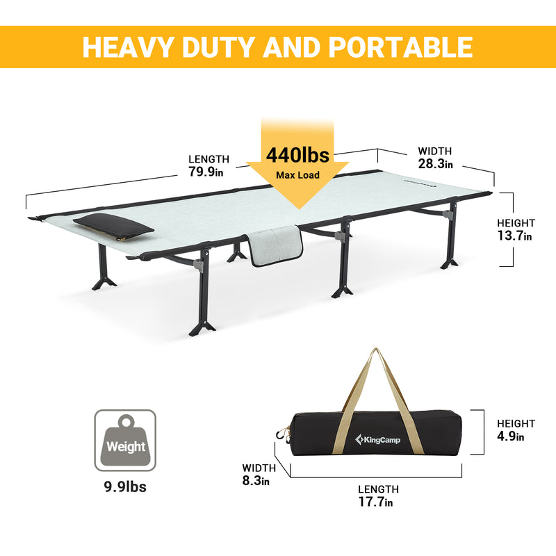 Load image into Gallery viewer, KingCamp DELUXE 80&quot; Extra Long Portable Folding Cot
