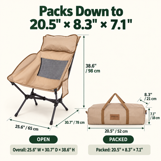 KingCamp BALSA C10 High Back Camping Chair, Lightweight Aluminum Folding Chair with Breathable Mesh, Pillow & Carry Bag