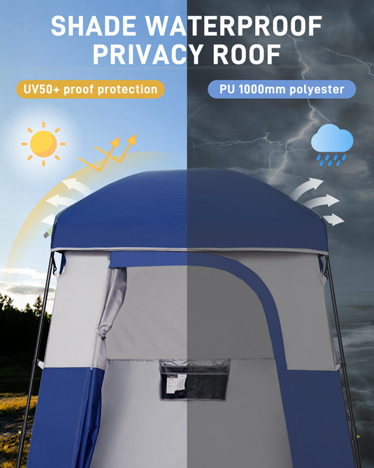 KingCamp Single Privacy Shelter with 20L Solar Shower Bag Camping Shower Tent, UPF50+ Sun Protection, Portable Outdoor Shower Kit for Camping, Beach & Festivals Blue