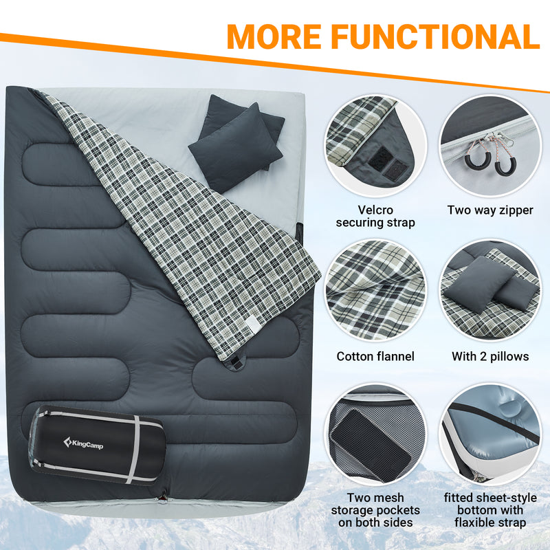 Load image into Gallery viewer, KingCamp AIRBED SLEEPING BAG 250D Double Sleeping Bag with Pad
