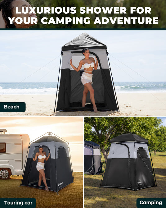 KingCamp MARASUSA Q Single Privacy Shelter | Pop-Up Camping Shower Tent with UPF50+ Sun Protection, XL 5.5x5.5ft Interior for Portable Toilet, Changing Room & Outdoor Shower Black