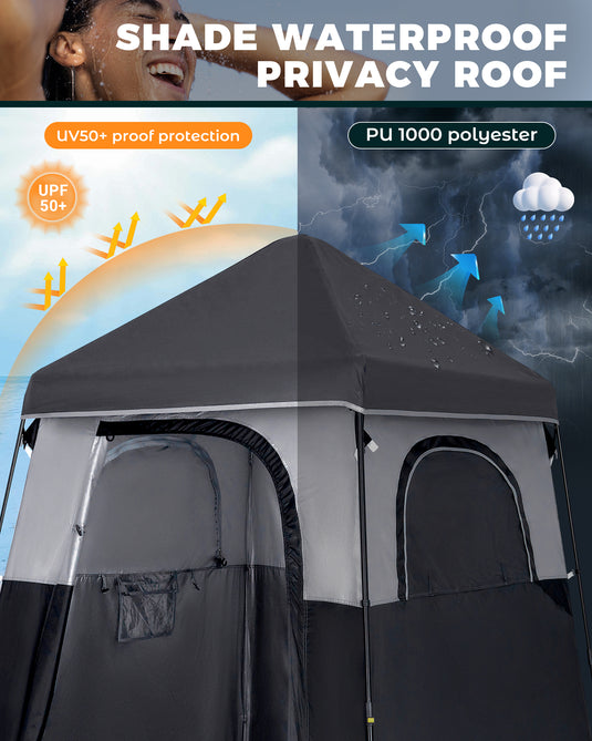 KingCamp MARASUSA Q Single Privacy Shelter | Pop-Up Camping Shower Tent with UPF50+ Sun Protection, XL 5.5x5.5ft Interior for Portable Toilet, Changing Room & Outdoor Shower Black