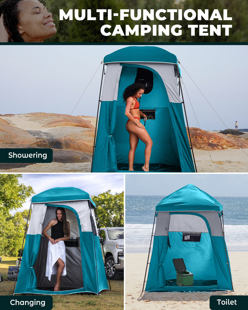 Load image into Gallery viewer, KingCamp MARASUSA Q Single Privacy Shelter | Pop-Up Camping Shower Tent with UPF50+ Sun Protection, XL 5.5x5.5ft Interior for Portable Toilet, Changing Room &amp; Outdoor Shower Cyan
