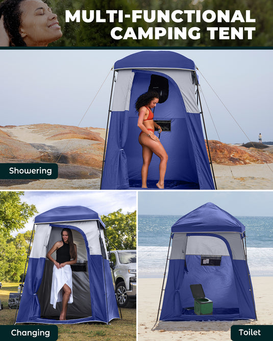 KingCamp MARASUSA Q Single Privacy Shelter | Pop-Up Camping Shower Tent with UPF50+ Sun Protection, XL 5.5x5.5ft Interior for Portable Toilet, Changing Room & Outdoor Shower Navy