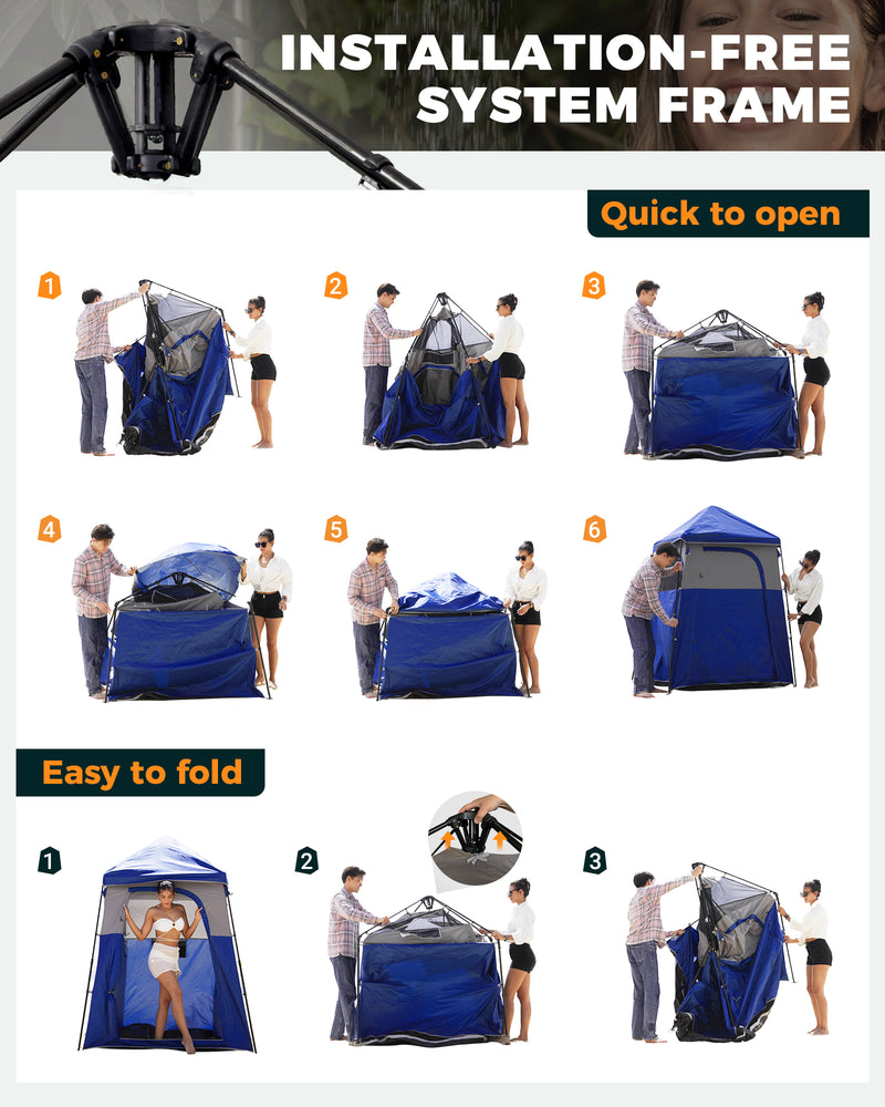 Load image into Gallery viewer, KingCamp Single Privacy Shelter | Pop-Up Camping Shower Tent with UPF50+ Sun Protection, XL 5.5x5.5ft Interior for Portable Toilet, Changing Room &amp; Outdoor Shower Navy
