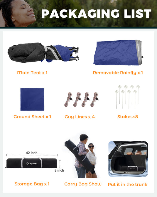 KingCamp Single Privacy Shelter | Pop-Up Camping Shower Tent with UPF50+ Sun Protection, XL 5.5x5.5ft Interior for Portable Toilet, Changing Room & Outdoor Shower Navy