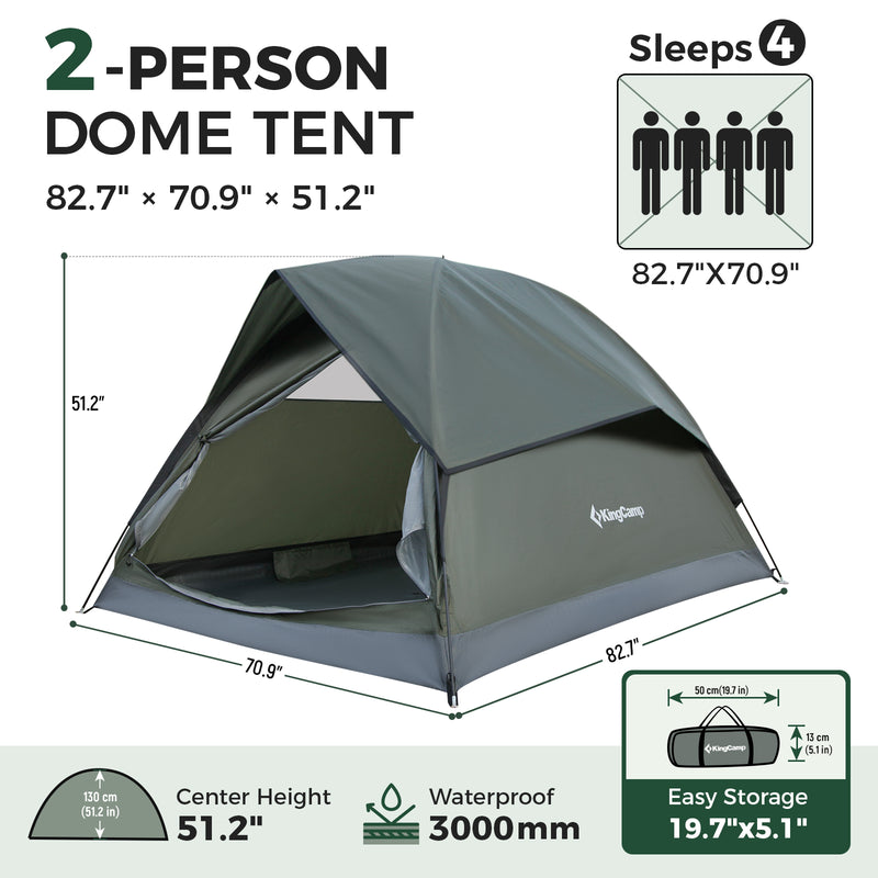 Load image into Gallery viewer, KingCamp HOLIDAY PRO II 2-Person Camping Tent | Ultralight Backpacking Tent with Enlarged Rain Fly
