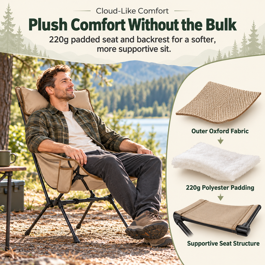 KingCamp BALSA C20 Padded High Back Camping Chair, Lightweight Aluminum Folding Chair with Pillow, 300 lbs Capacity & Carry Bag