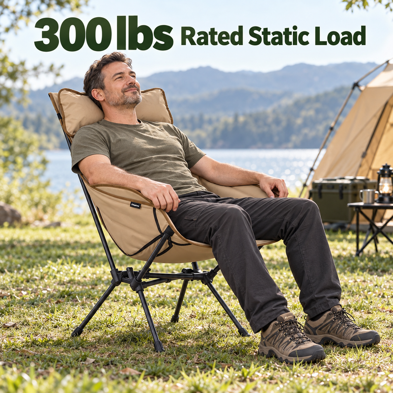 Load image into Gallery viewer, KingCamp BALSA C20 Padded High Back Camping Chair, Lightweight Aluminum Folding Chair with Pillow, 300 lbs Capacity &amp; Carry Bag
