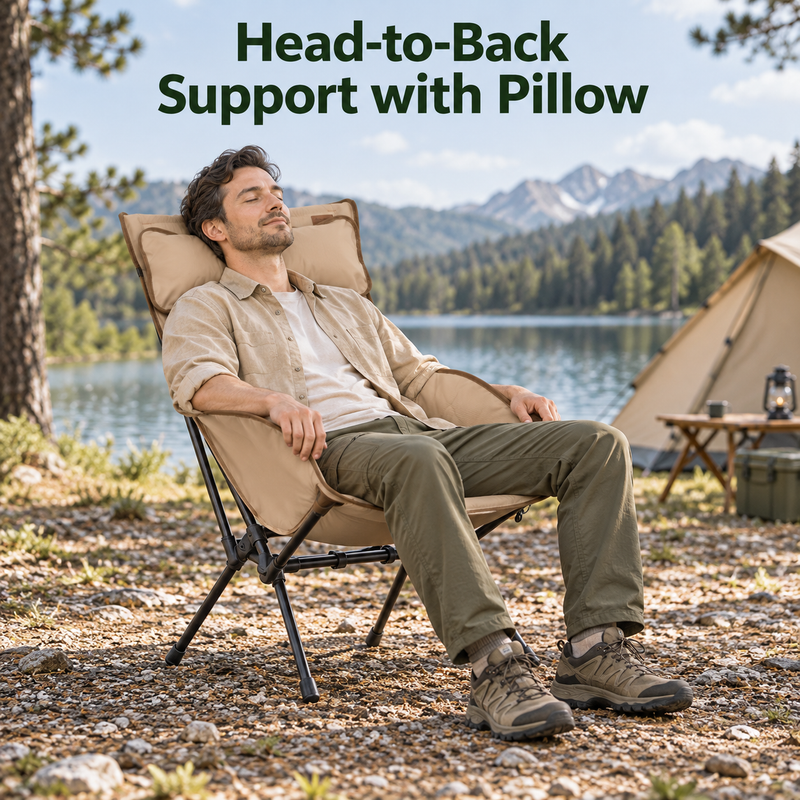 Load image into Gallery viewer, KingCamp BALSA C20 Padded High Back Camping Chair, Lightweight Aluminum Folding Chair with Pillow, 300 lbs Capacity &amp; Carry Bag
