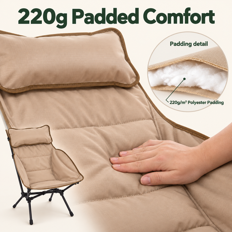 Load image into Gallery viewer, KingCamp BALSA C20 Padded High Back Camping Chair, Lightweight Aluminum Folding Chair with Pillow, 300 lbs Capacity &amp; Carry Bag
