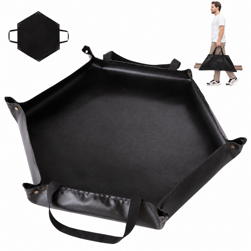 Load image into Gallery viewer, KingCamp Hexagonal Fireproof Fire Pit Mat, Heat-Resistant Silicone Fiberglass Ember Mat with Raised Edges &amp; Carry Handles
