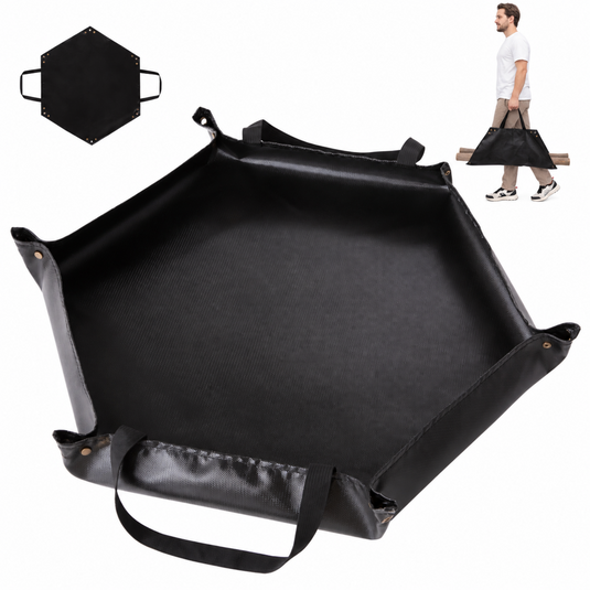 KingCamp Hexagonal Fireproof Fire Pit Mat, Heat-Resistant Silicone Fiberglass Ember Mat with Raised Edges & Carry Handles