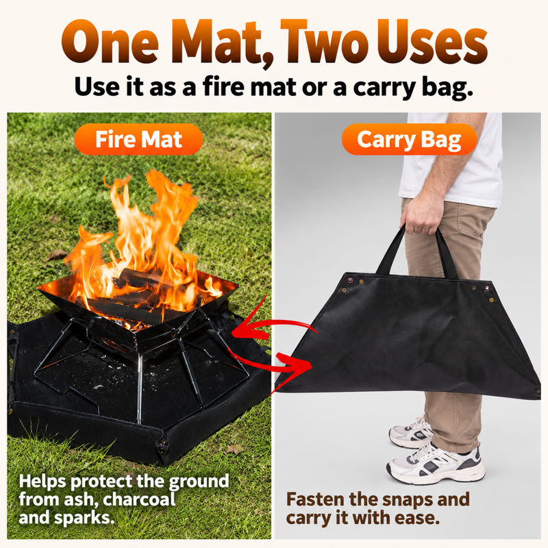 Load image into Gallery viewer, KingCamp Hexagonal Fireproof Fire Pit Mat, Heat-Resistant Silicone Fiberglass Ember Mat with Raised Edges &amp; Carry Handles
