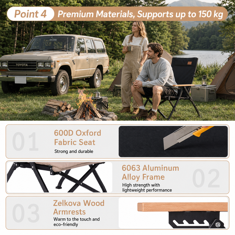 Load image into Gallery viewer, KingCamp MANGROVE C10 Folding Camping Chair | Multi-Position Recliner with Adjustable Backrest, 330lb Capacity, Durable Aluminum &amp; Steel Frame with Beechwood Armrests for Camping, Patio &amp; Home
