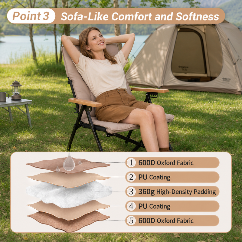 Load image into Gallery viewer, KingCamp MANGROVE C10 Folding Camping Chair | Multi-Position Recliner with Adjustable Backrest, 330lb Capacity, Durable Aluminum &amp; Steel Frame with Beechwood Armrests for Camping, Patio &amp; Home
