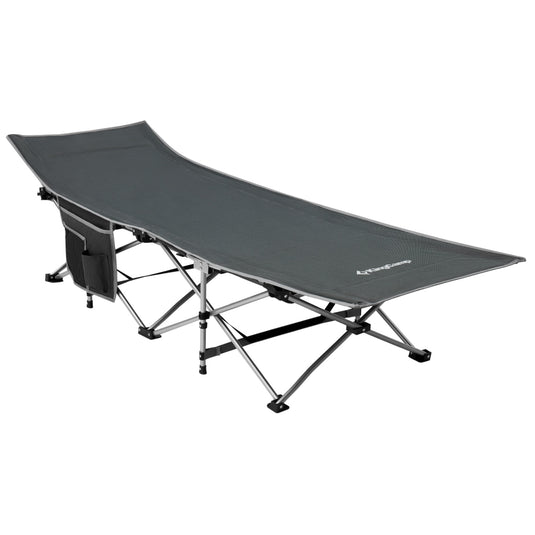 KingCamp Ravon C10 Camping Cot | Quick-Folding 10-Leg Cot with Ergonomic Raised Head, 264lb Capacity, Padded Headrest & Side Pocket