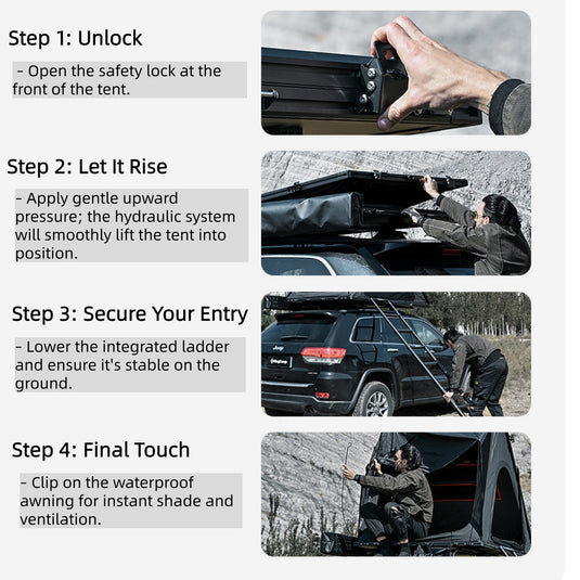 KingCamp ENDLESS 8 Rooftop Tent – 3‑Second Set‑Up, Ultra‑Thin 8cm Hard Shell, Waterproof & Lightweight for SUV/Truck Overlanding