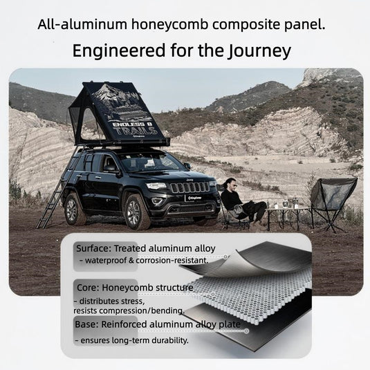 KingCamp ENDLESS 8 Rooftop Tent – 3‑Second Set‑Up, Ultra‑Thin 8cm Hard Shell, Waterproof & Lightweight for SUV/Truck Overlanding