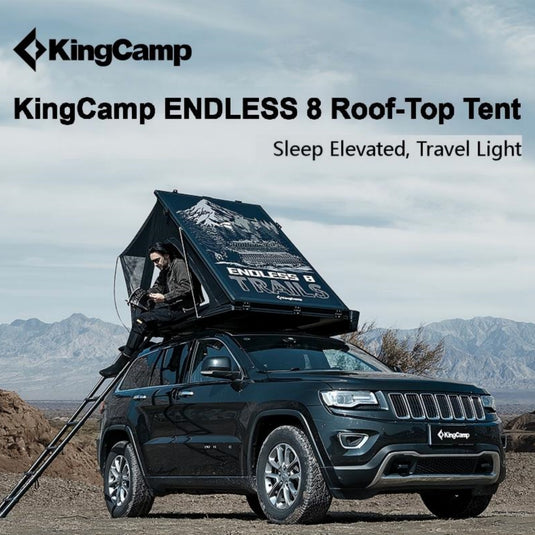 KingCamp ENDLESS 8 Rooftop Tent – 3‑Second Set‑Up, Ultra‑Thin 8cm Hard Shell, Waterproof & Lightweight for SUV/Truck Overlanding