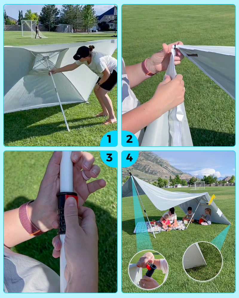 Load image into Gallery viewer, KingCamp 2-in-1 Beach Umbrella and Beach Shade Canopy
