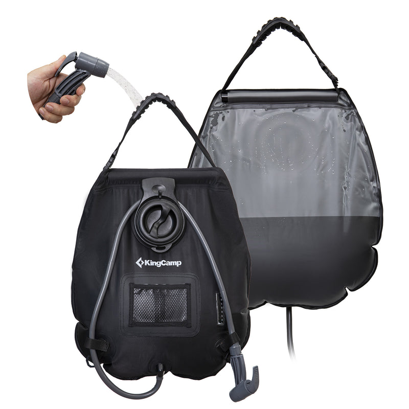 Load image into Gallery viewer, KingCamp 20L Solar Shower Bag for Camping | Portable Outdoor Shower with Temperature Display, Upgraded Leak-Proof Hose &amp; Adjustable Spray Nozzle for Beach, RV, Backyard &amp; Travel
