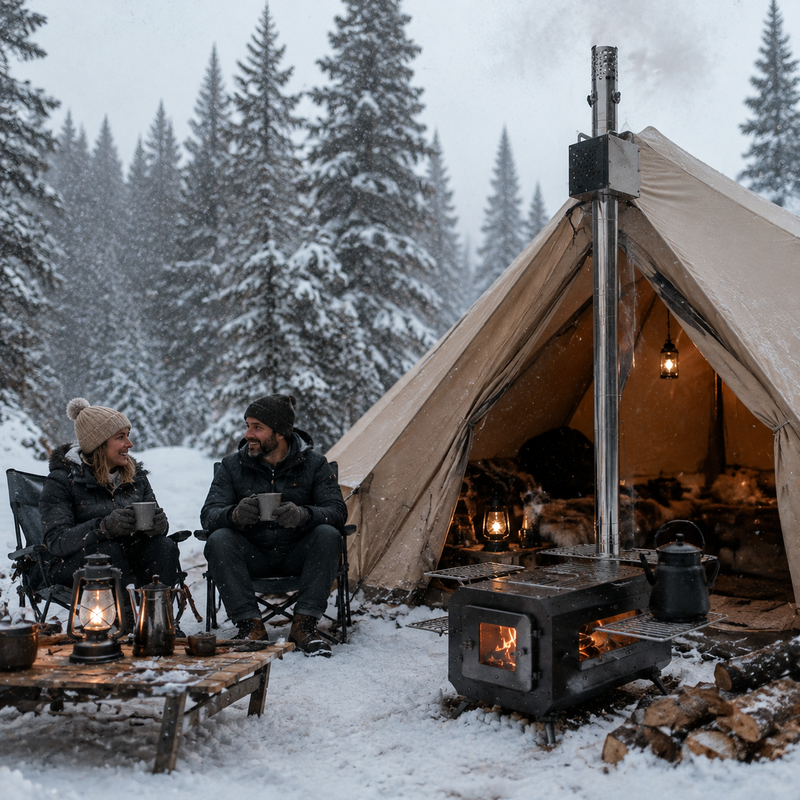 Load image into Gallery viewer, KingCamp 70mm Wood Stove Spark Arrestor, Stainless Steel Chimney Spark Suppressor with Heat Shield &amp; Adapters for Hot Tent Camping
