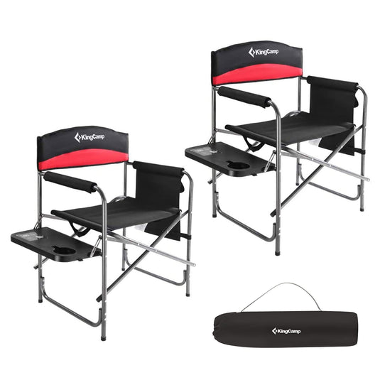 KingCamp ASH B10 Heavy Duty Director's Chair | Oversized 396lb Capacity Camping Chair with Foldable Side Table & Detachable Pocket, Padded Seat for Big & Tall Adults, One-Step Fold for Tailgating & Lawn