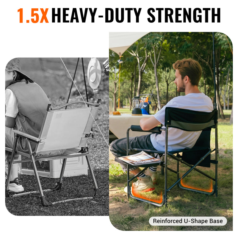 Load image into Gallery viewer, KingCamp ASH B10 Heavy Duty Director's Chair | Oversized 396lb Capacity Camping Chair with Foldable Side Table &amp; Detachable Pocket, Padded Seat for Big &amp; Tall Adults, One-Step Fold for Tailgating &amp; Lawn
