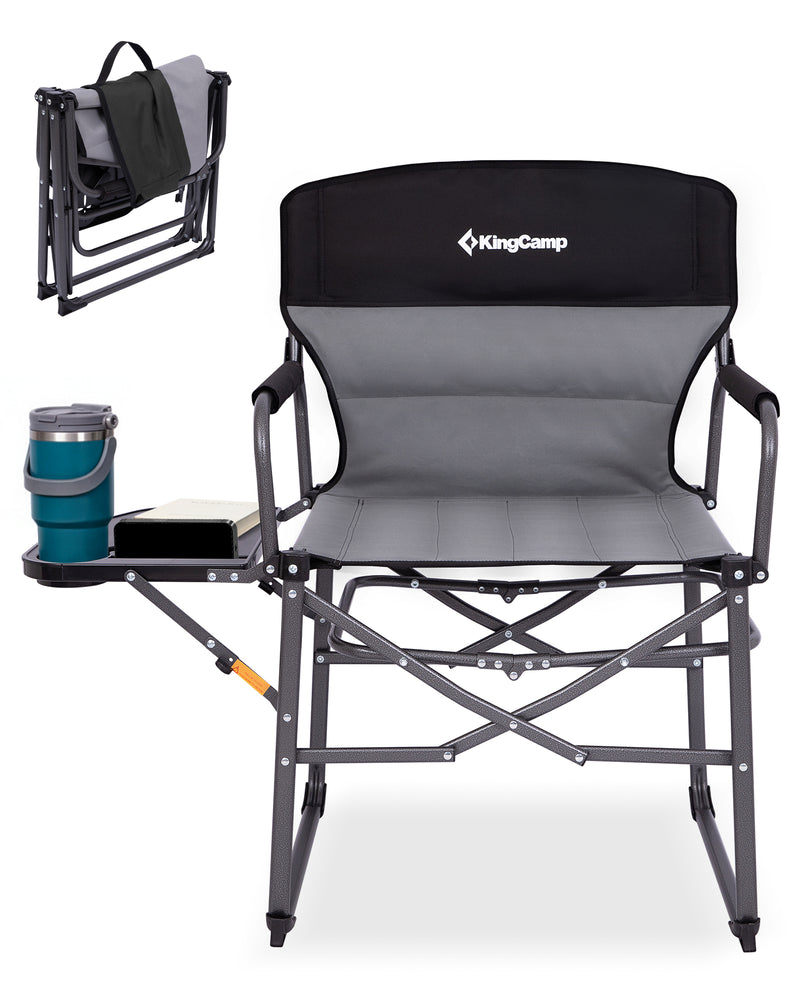 Load image into Gallery viewer, KingCamp ASH C30 Oversized Director's Camp Chair with Side Table | Heavy Duty Folding Chair, 440 lb Capacity, Extra Wide Seat for Camping, Beach &amp; Backyard
