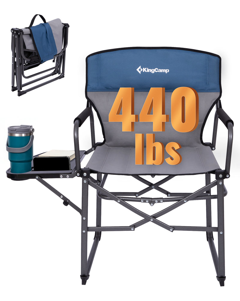 Load image into Gallery viewer, KingCamp ASH C30 Oversized Director's Camp Chair with Side Table | Heavy Duty Folding Chair, 440 lb Capacity, Extra Wide Seat for Camping, Beach &amp; Backyard
