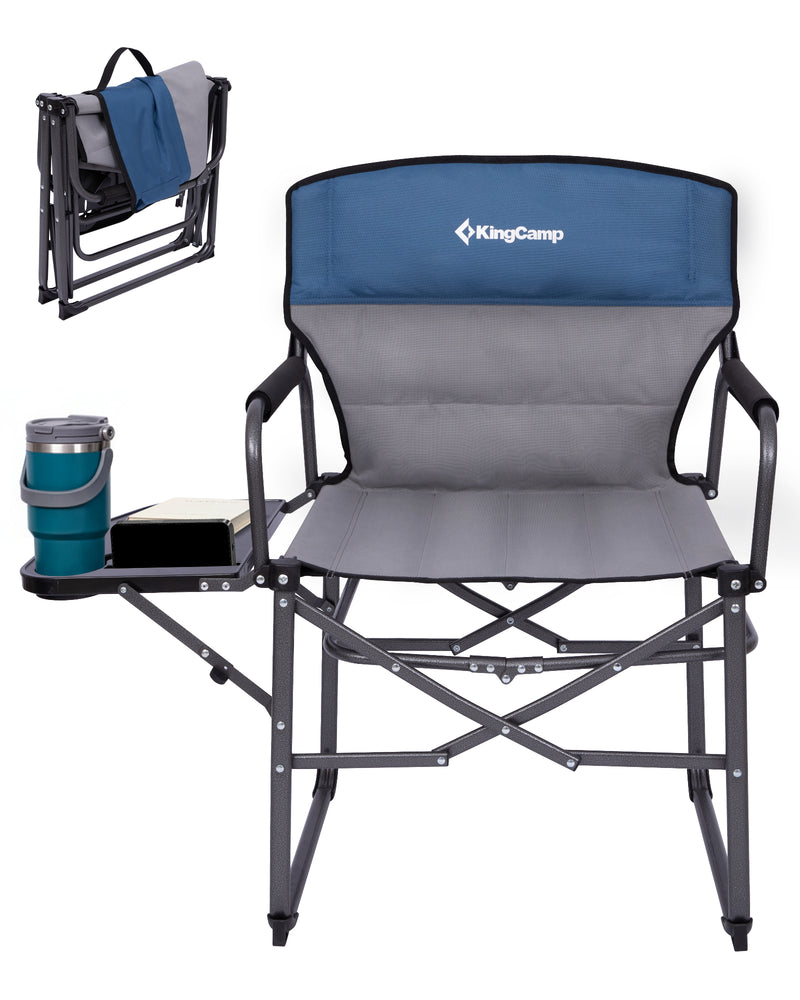 Load image into Gallery viewer, KingCamp ASH C30 Oversized Director's Camp Chair with Side Table | Heavy Duty Folding Chair, 440 lb Capacity, Extra Wide Seat for Camping, Beach &amp; Backyard
