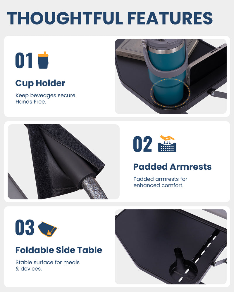 Load image into Gallery viewer, KingCamp ASH C30 Oversized Director's Camp Chair with Side Table | Heavy Duty Folding Chair, 440 lb Capacity, Extra Wide Seat for Camping, Beach &amp; Backyard
