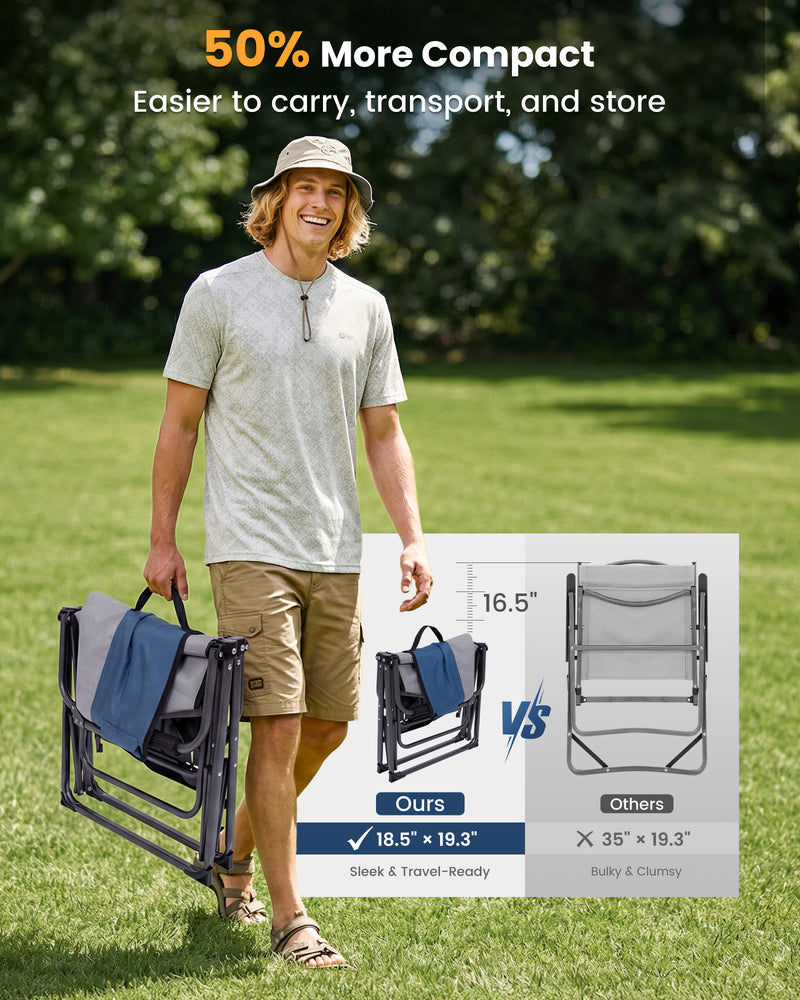 Load image into Gallery viewer, KingCamp ASH C30 Oversized Director's Camp Chair with Side Table | Heavy Duty Folding Chair, 440 lb Capacity, Extra Wide Seat for Camping, Beach &amp; Backyard
