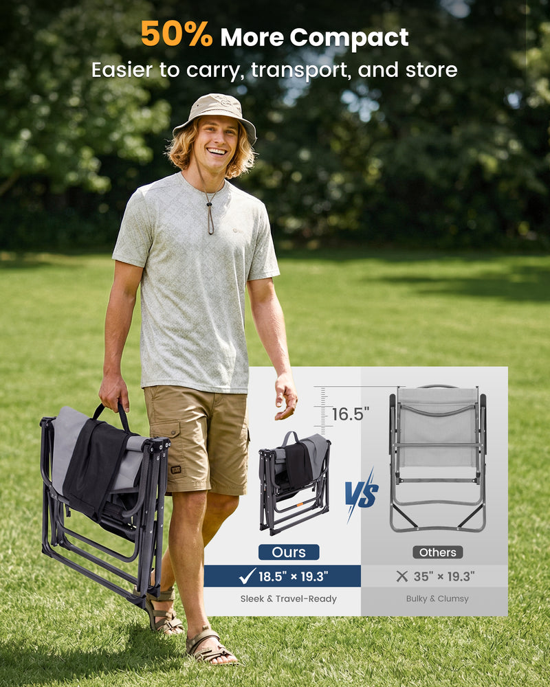 Load image into Gallery viewer, KingCamp ASH C30 Oversized Director's Camp Chair with Side Table | Heavy Duty Folding Chair, 440 lb Capacity, Extra Wide Seat for Camping, Beach &amp; Backyard
