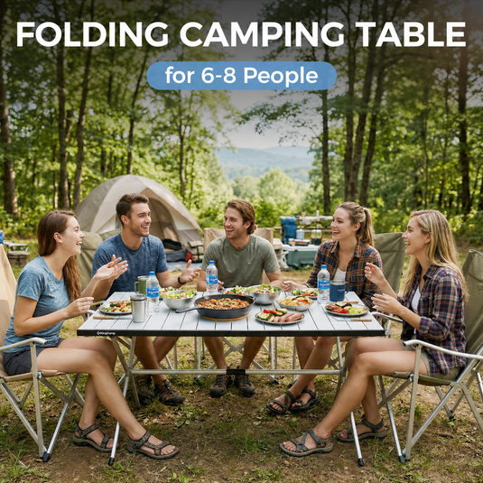 KingCamp AluVenture Aluminum Camping Table, Heavy Duty Roll Top Folding Camp Table with Adjustable Feet & Carry Bag